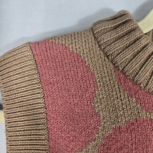 Marimekko Retro Unikko Sweater Vest Khaki Pink Floral Crewneck 100% Wool Small - Picture 6 of 16